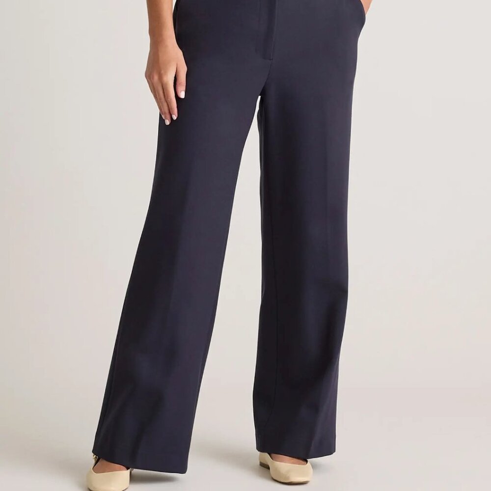 Quince Navy Ultra-Stretch Ponte Trouser Size 8